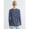 LCW Grace Lacivert Bisiklet Yaka Desenli Bluz