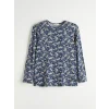 LCW Grace Lacivert Bisiklet Yaka Desenli Bluz