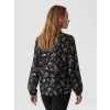 LCW Grace Siyah Fırfırlı Dik Yaka Çiçekli Bluz