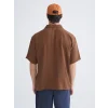 XSIDE Kahverengi Regular Fit Resort Yaka Kısa Kollu Erkek Gömlek