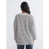 LCW Modest Kahverengi Çizgili Oversize Kadın Sweatshirt Tunik