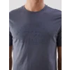 LCWAIKIKI Classic İndigo Bisiklet Yaka Baskılı Erkek Tişört