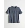 LCWAIKIKI Classic İndigo Bisiklet Yaka Baskılı Erkek Tişört