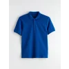 LCWAIKIKI Classic Mavi Polo Yaka Kısa Kollu Pike Erkek Tişört