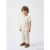 LCW baby Ekru Erkek Bebek Keten Görünümlü Tişört ve Pantolon