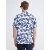 SOUTHBLUE Ekru Regular Fit Resort Yaka Kısa Kollu Desenli Poplin Erkek Gömlek