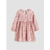 LCW Kids Pembe Bebe Yaka Desenli Kız Çocuk Gabardin Elbise