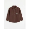 LCW Kids Kahverengi Nakışlı Erkek Çocuk Gabardin Gömlek