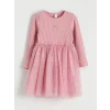 LCW Kids Pembe Bisiklet Yaka Fiyonklu Kız Çocuk Elbise