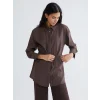 LCW Modest Kahverengi Bağlama Detaylı Kadın Gömlek Tunik