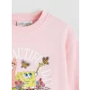 LCW Kids Pembe Spongebob Baskılı Kız Çocuk Kalın Sweatshirt