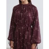 LCW Modest Bordo Desenli Belden Oturtmalı Şifon Elbise