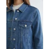LCWAIKIKI Classic İndigo Gömlek Yaka Kadın Jean Ceket
