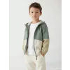 LCW Kids Haki Kapüşonlu Renk Bloklu Erkek Çocuk Mont
