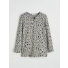 LCW Grace Gri Bisiklet Yaka Puantiyeli Bluz