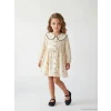 LCW Kids Ekru Bebe Yaka Fırfırlı Kız Çocuk Elbise