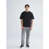 XSIDE Siyah Bisiklet Yaka Penye Erkek Tişört