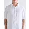 XSIDE Beyaz Regular Fit Kısa Kollu Viskon Erkek Gömlek