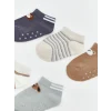 LCW baby Antrasit Desenli Erkek Bebek Patik Çorap 5li Paket