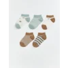 LCW baby Ekru Desenli Erkek Bebek Patik Çorap 5li