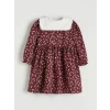 LCW Kids Bordo Bebe Yaka Çiçekli Kız Çocuk Elbise