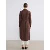 LCWAIKIKI Classic Kahverengi Dokulu Oversize Kadın Gömlek Tunik