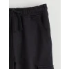LCW Kids Siyah Beli Lastikli Erkek Çocuk Kargo Jogger Pantolon