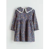 LCW Kids Lacivert Bebe Yaka Çiçek Desenli Kız Çocuk Elbise
