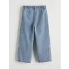 LCW Kids Mavi Regular Fit Nakışlı Kız Çocuk Jean Pantolon
