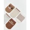 LCW Kids Kahverengi Erkek Bebek Desenli Patik Çorap 5li
