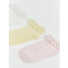 LCW baby Ekru Dantel Detaylı Kız Bebek Patik Çorap 3lü