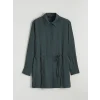 LCWAIKIKI Classic Yeşil Dokulu Krinkle Kadın Gömlek Tunik