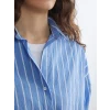 LCW Vision Mavi Çizgili Oversize Kadın Gömlek