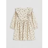 LCW Kids Ekru Bisiklet Yaka Çiçekli Kız Çocuk Elbise