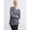 LCW Grace Antrasit Bisiklet Yaka Desenli Bluz