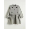 LCW Kids Gri Bisiklet Yaka Kız Çocuk Elbise ve Süveter