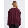 LCWAIKIKI Classic Bordo Bağlamalı Yaka Oversize Fırfırlı Bluz