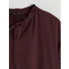 LCWAIKIKI Classic Bordo Bağlamalı Yaka Oversize Fırfırlı Bluz
