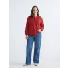 LCW Grace Kırmızı Bağlamalı Yaka Nakışlı Bluz