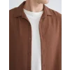 XSIDE Kahverengi Regular Fit Uzun Kollu Erkek Gömlek