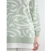 LCW Modest Yeşil Bisiklet Yaka Desenli Kadın Sweatshirt Tunik