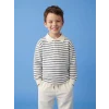 LCW Kids Bej Polo Yaka Çizgili Erkek Çocuk Tişört