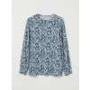 LCW Grace Mavi Bisiklet Yaka Desenli Bluz