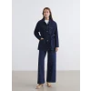 LCWAIKIKI Classic İndigo Gömlek Yaka Beli Kuşaklı Kadın Jean Ceket