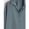 LCWAIKIKI Classic Petrol Saten Kadın Gömlek