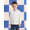 LCW Kids Ekru Uzun Kollu Çizgili Erkek Çocuk Gömlek