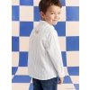 LCW Kids Ekru Uzun Kollu Çizgili Erkek Çocuk Gömlek