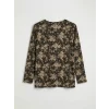 LCW Grace Siyah Bisiklet Yaka Çiçekli Bluz