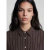 XSIDE Kahverengi Çizgili Oversize Kadın Gömlek