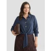 LCWAIKIKI Classic Mavi Önü Bağlamalı Kadın Gömlek